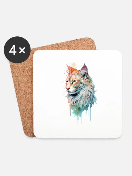 Eye-catching cat - Coasters (set of 4) - white