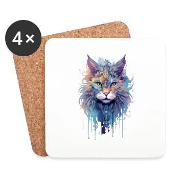 Indie Cat - Untersetzer (4er-Set) - Weiß - Vorne