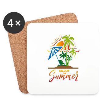 Enjoy the summer - Coasters (set of 4) - white - Front