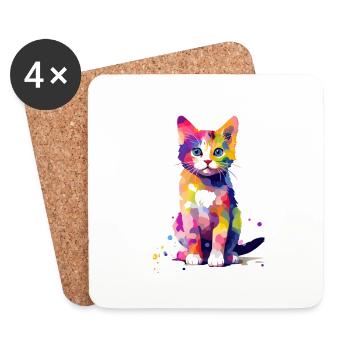 Splash of paint cat - Coasters (set of 4) - white - Front