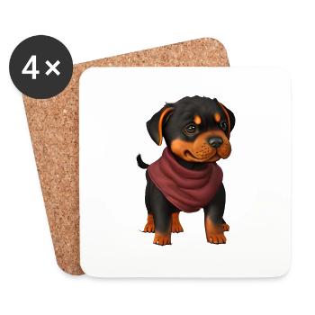 Rottweiler Chien Chiot Rottweiler Puppy Chiens - Dessous de verre (lot de 4) - blanc - Devant