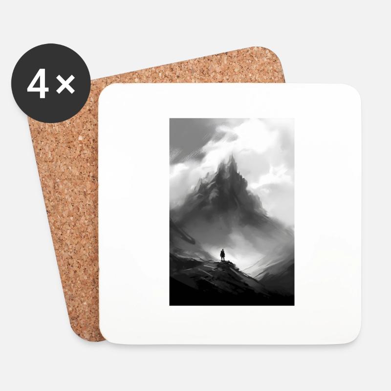 Berg Landschaft Abstrakt - Untersetzer (4er-Set) - Weiß