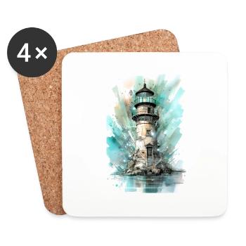 Phare moderne - Dessous de verre (lot de 4) - blanc - Devant
