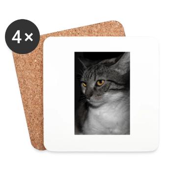 le chat au doux regard - Dessous de verre (lot de 4) - blanc - Devant