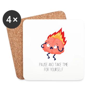 Quote Hive, t-shirt design, brain - Coasters (set of 4) - white - Front