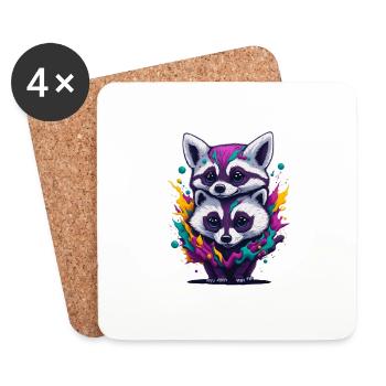 Racoon 3 - Untersetzer (4er-Set) - Weiß - Vorne