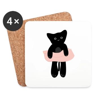 Baby cat in the human palm5 - Coasters (set of 4) - white - Front