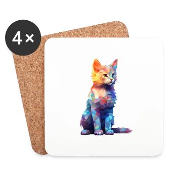 Chemises graphiques Sweet Cat - Dessous de verre (lot de 4) - blanc - Devant