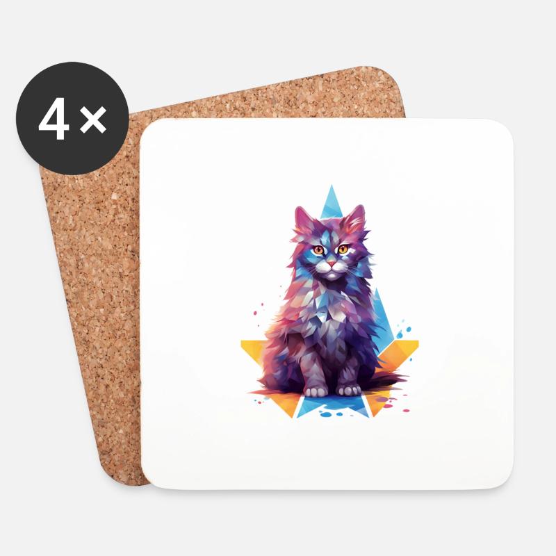 Future Cat ARt Design Shirt Lover - Untersetzer (4er-Set) - Weiß