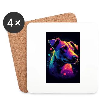 Jack Russell Terrier Synthwave Gift - Coasters (set of 4) - white - Front