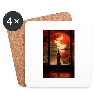 Japanisch Tempel Geisha Geschenk - Untersetzer (4er-Set) - Weiß - Vorne