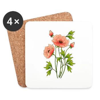 Blumen - Untersetzer (4er-Set) - Weiß - Vorne