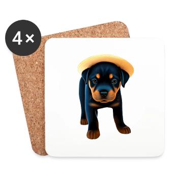Rottweiler Rottweiler Puppy Dog Puppy Dogs - Coasters (set of 4) - white - Front