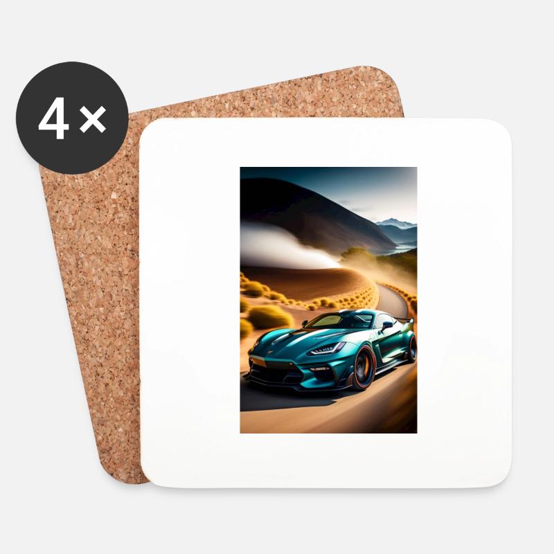 Autorennen - Untersetzer (4er-Set) - Weiß