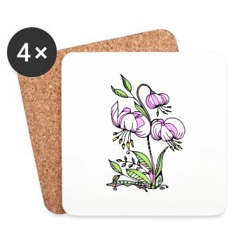 Fleur - Dessous de verre (lot de 4) - blanc - Devant