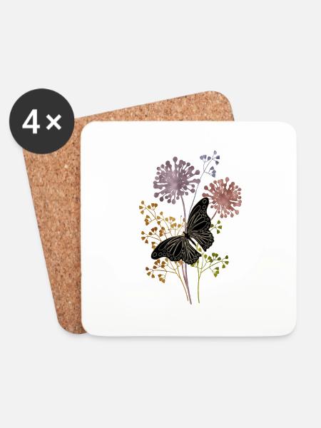 Schmetterling - Untersetzer (4er-Set) - Weiß