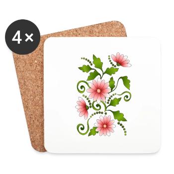 Fleur - Dessous de verre (lot de 4) - blanc - Devant