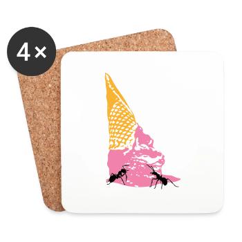 Eiscreme mit Ameisen - Untersetzer (4er-Set) - Weiß - Vorne