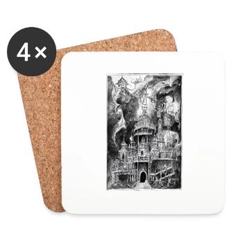 BLACK N' WHITE: Cursed Caslte - Untersetzer (4er-Set) - Weiß - Vorne