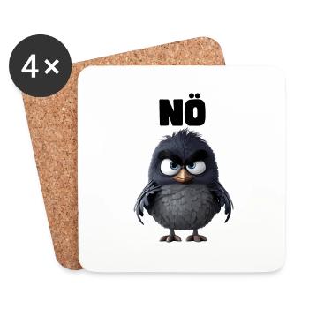 Rabe "NÖ" Design - Untersetzer (4er-Set) - Weiß - Vorne