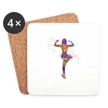 Gymnastique de fitness - Dessous de verre (lot de 4) - blanc - Devant