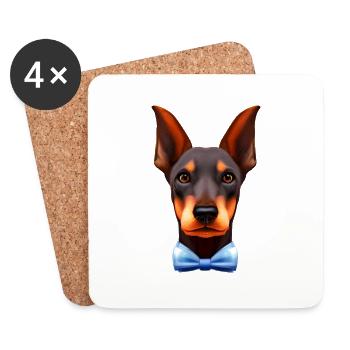 Dobermann Hund Dobermannwelpe Dobermanntrainer - Untersetzer (4er-Set) - Weiß - Vorne