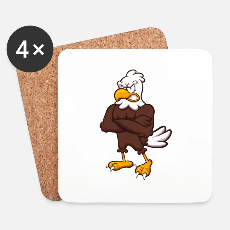 Angry Eagle Character - Coasters (set of 4) - white