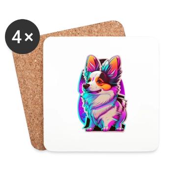 Kleiner Hund und Neonlicht - Untersetzer (4er-Set) - Weiß - Vorne