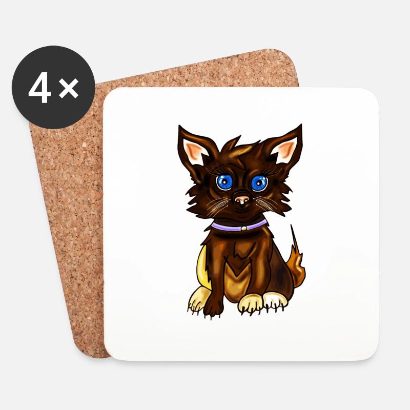Katze mit Hübschen Augen sieht gut aus. - Untersetzer (4er-Set) - Weiß