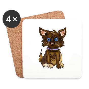 Chat qui a l’air bien, avec ses beaux yeux. - Dessous de verre (lot de 4) - blanc - Devant
