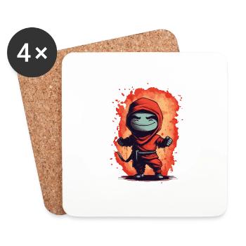 Happy Ninja - Untersetzer (4er-Set) - Weiß - Vorne
