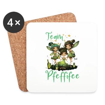 Team Pfeffifee Pfefferminz Likör Saufen JGA - Untersetzer (4er-Set) - Weiß - Vorne