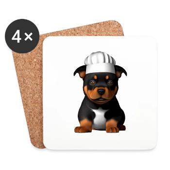 Rottweiler Restaurateur Dogs Dog Puppy Cooking Dog - Coasters (set of 4) - white - Front