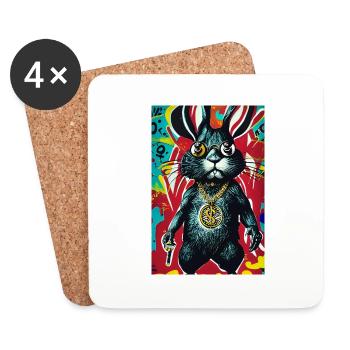 Hase Pop-Art Urban Graffiti Stil - Untersetzer (4er-Set) - Weiß - Vorne