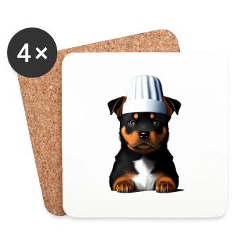 Dog Rottweiler Restaurateur Dogs Cooking Puppy - Coasters (set of 4) - white - Front