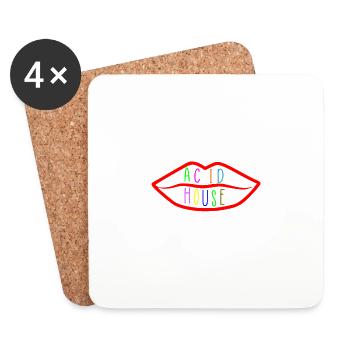 Lèvre du logo de la musique acid house - Dessous de verre (lot de 4) - blanc - Devant