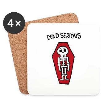 Squelette mort sérieux dans un cercueil - Dessous de verre (lot de 4) - blanc - Devant