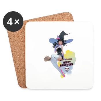 Happy Helloween Witch - Untersetzer (4er-Set) - Weiß - Vorne