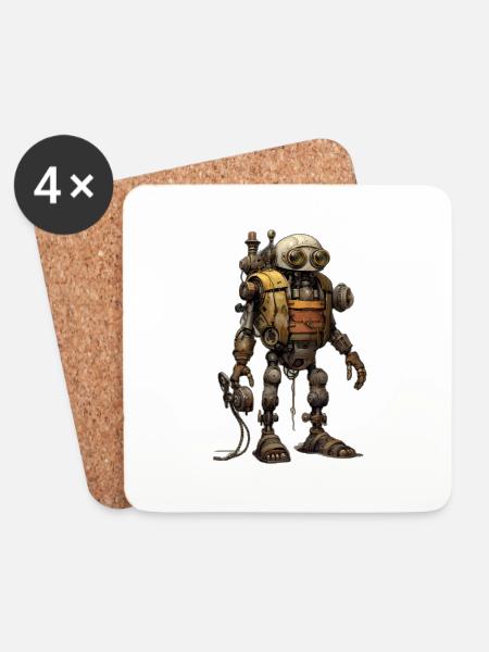 Roboter - Untersetzer (4er-Set) - Weiß