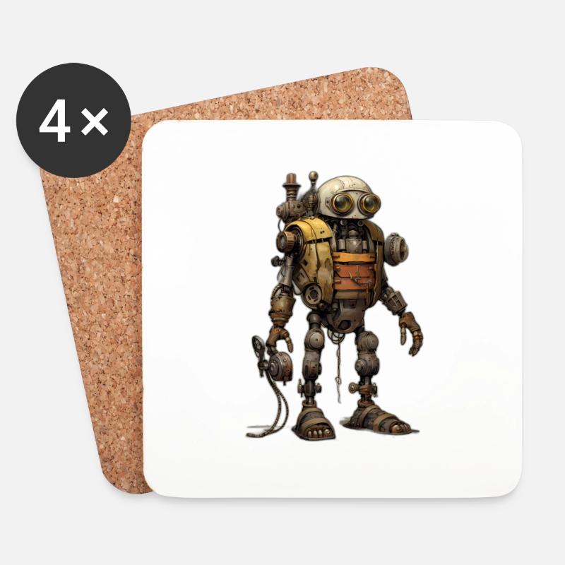 Roboter - Untersetzer (4er-Set) - Weiß
