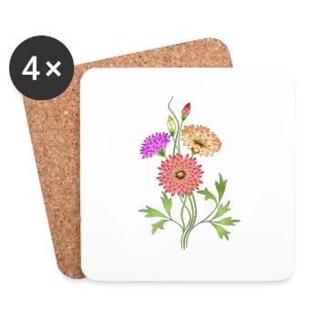 Fleur - Dessous de verre (lot de 4) - blanc - Devant