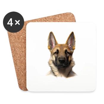 Propriétaire de chiot berger allemand - Dessous de verre (lot de 4) - blanc - Devant