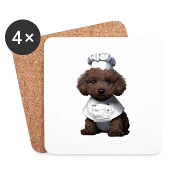 Caniche Restaurateur Chien Propriétaire Chien Amour Caniche Chiot - Dessous de verre (lot de 4) - blanc - Devant