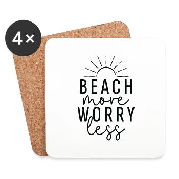 Beach More Worry Less, Sommer Sonne Strand Urlaub - Untersetzer (4er-Set) - Weiß - Vorne