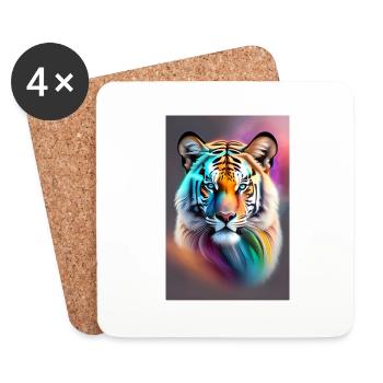 tete de tigre - Dessous de verre (lot de 4) - blanc - Devant