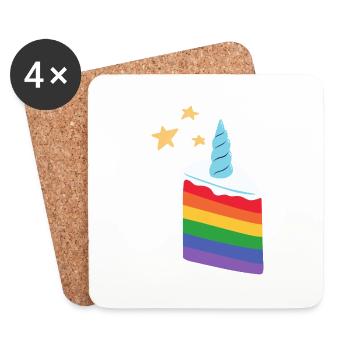 Unicorn rainbow cake - Coasters (set of 4) - white - Front