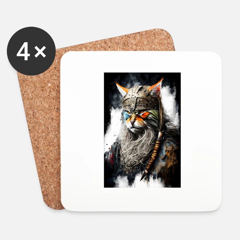 Wikingerkatze in Uniform - Untersetzer (4er-Set) - Weiß