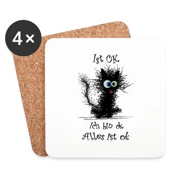 Chat je vais bien ça va - Dessous de verre (lot de 4) - blanc - Devant