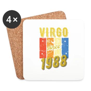 Vierge 1988 Cadeau d’anniversaire du zodiaque - Dessous de verre (lot de 4) - blanc - Devant