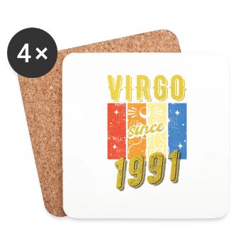 Vierge 1991 Cadeau d’anniversaire du zodiaque - Dessous de verre (lot de 4) - blanc - Devant